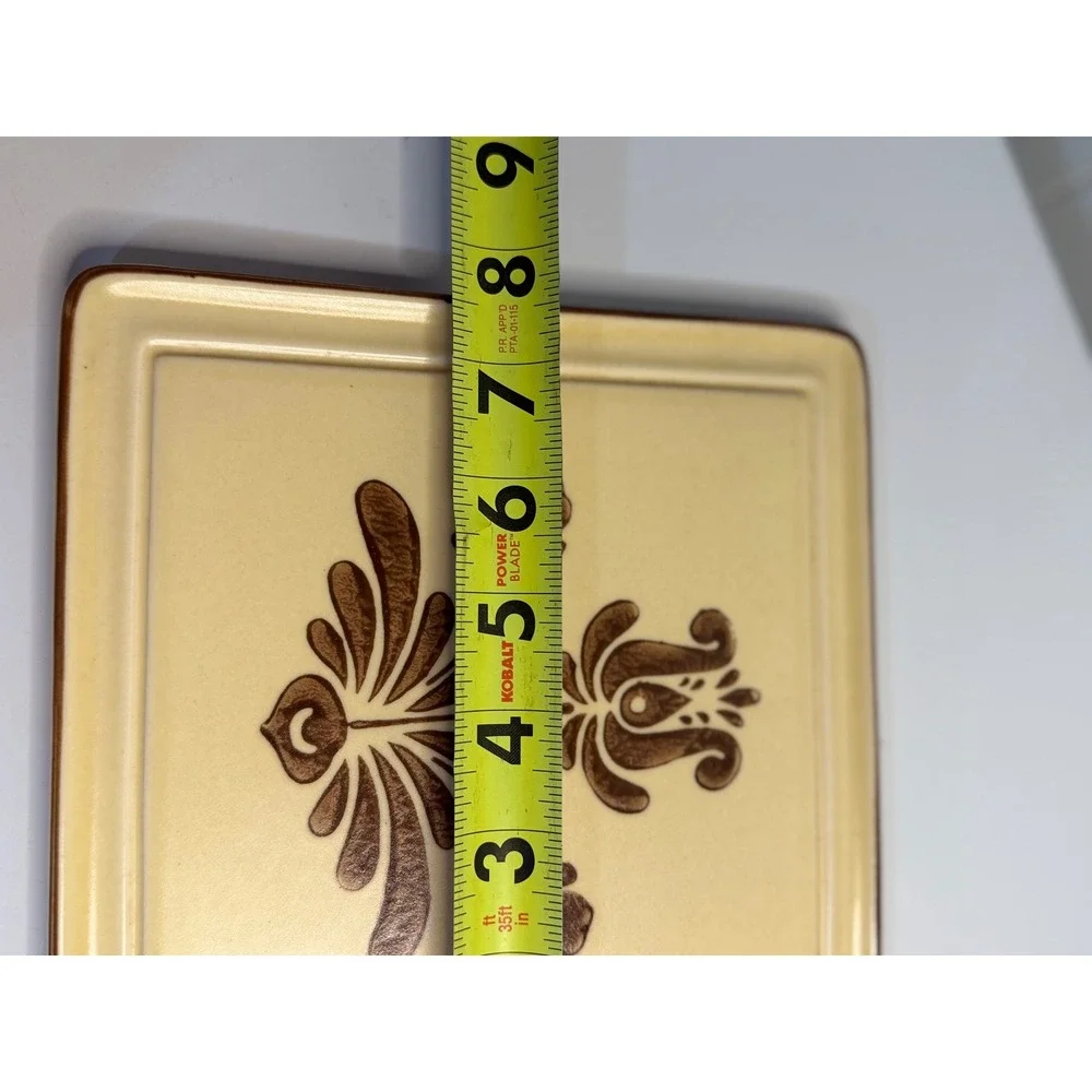 VTG Pfaltzgraff Village Square Trivet Brown Cottagecore Floral Ceramic Tile #615